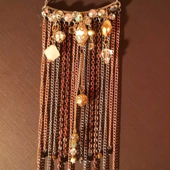 Handmade chain and bead embellished bib necklace - Picture 2 of 8